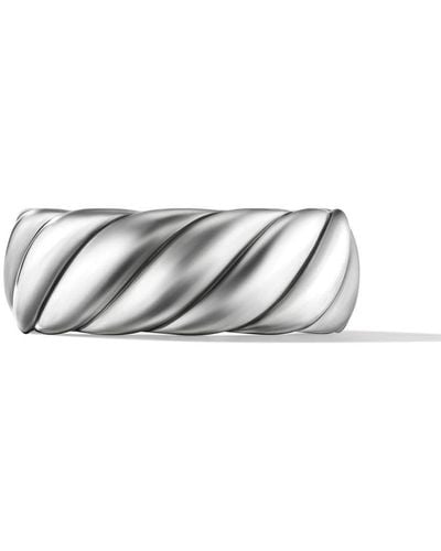 David Yurman Anello a fascia Sculpted Cable Contour in argento sterling - Bianco