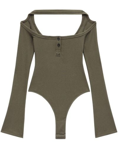 Courreges Cut-out Ribbed Bodysuit - Green