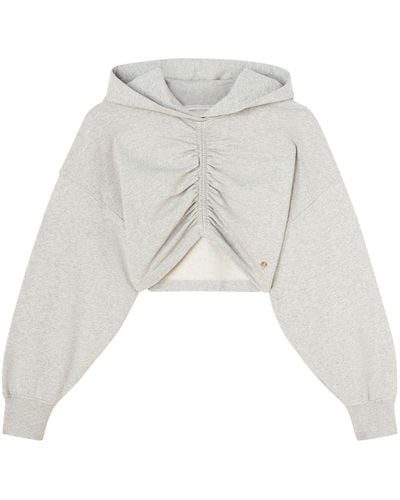 Palm Angels Ruched-detail Cropped Hoodie - White