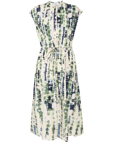 Woolrich Abstract-print Midi Dress - Natural