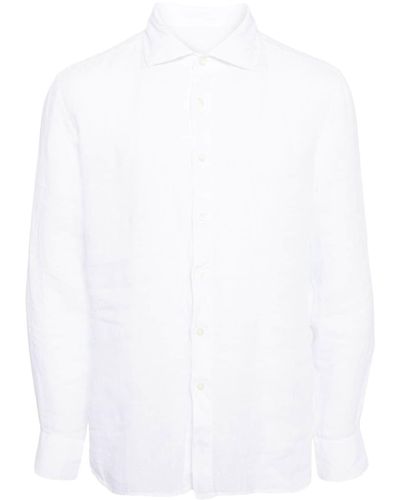 120% Lino Camisa de manga larga - Blanco