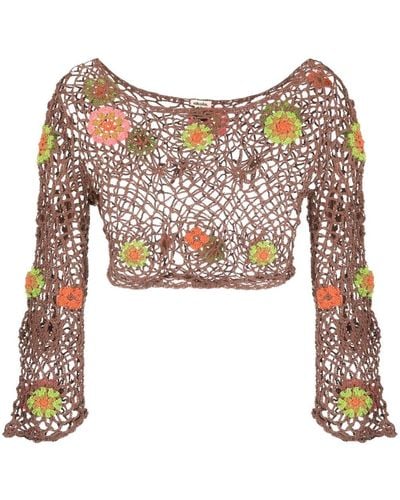 Akoia Swim Frida Crochet-knit Crop Top - Pink