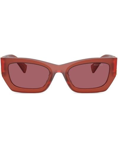 Miu Miu Glimpse Rectangular-frame Tinted Sunglasses - Red