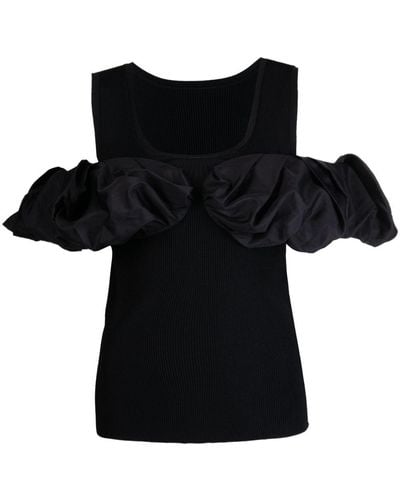 JNBY Ruffled-detail Knitted Tank Top - Black