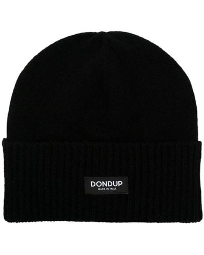 Dondup Bonnet en maille à logo appliqué - Noir