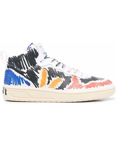 Marni X Veja V-15 Scribble-print Trainers - White