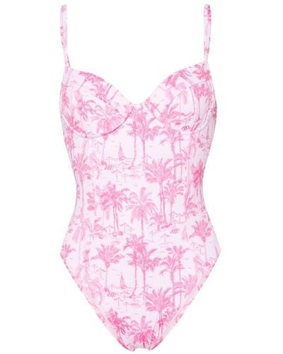 Mc2 Saint Barth Margaret Beach-print Swimsuit - Pink
