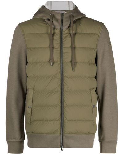 Herno Quilted-panel Hooded Jacket - Green