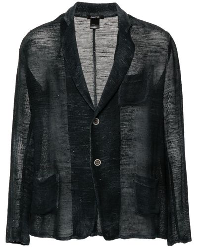 Avant Toi Single-breasted Open-knit Blazer - Black