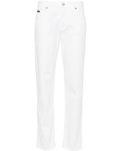 Dolce & Gabbana Halbhohe Tapered-Jeans - Weiß