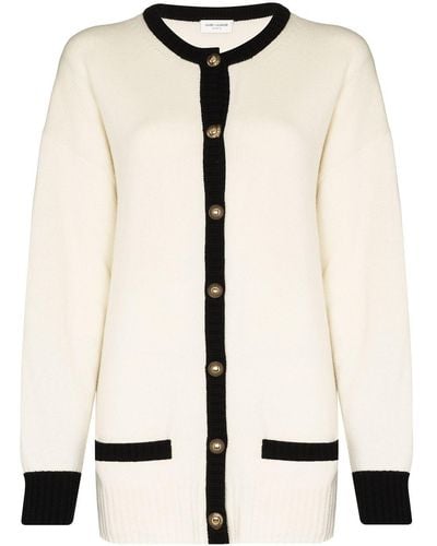 Saint Laurent Cardigan à coupe mi-longue - Blanc