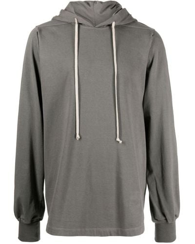 Rick Owens Cut-out Detailing Cotton Hoodie - Gray