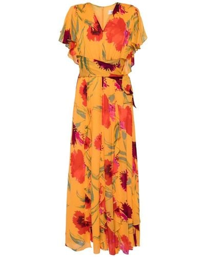 Diane von Furstenberg Bleuet floral-print chiffon maxi dress - Naranja