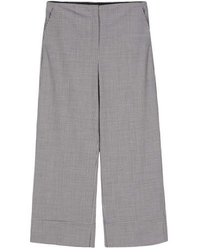 Theory Check-pattern Straight-leg Trousers - Grey