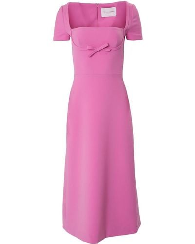 Carolina Herrera Bow-detail Square-neck Midi Dress - Pink