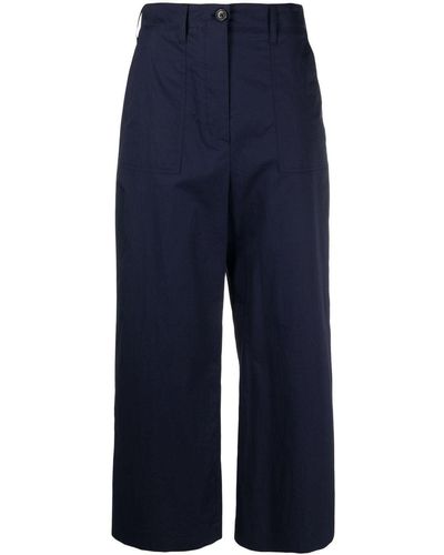 PS by Paul Smith Pantaloni crop a gamba ampia - Blu