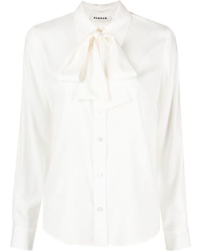 P.A.R.O.S.H. Camisa con lazo en el cuello - Blanco