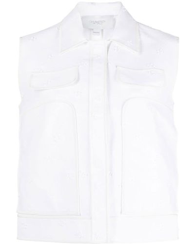 Giambattista Valli Floral-embroidered Sleeveless Shirt - White