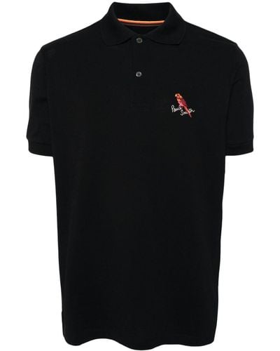 Paul Smith Bird-embroidered cotton polo shirt - Schwarz