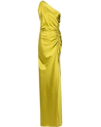 Michelle Mason One-shoulder Silk Gown - Green