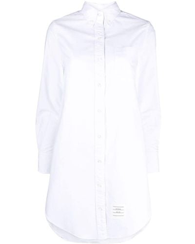 Thom Browne Vestido camisero con efecto arrugado - Blanco