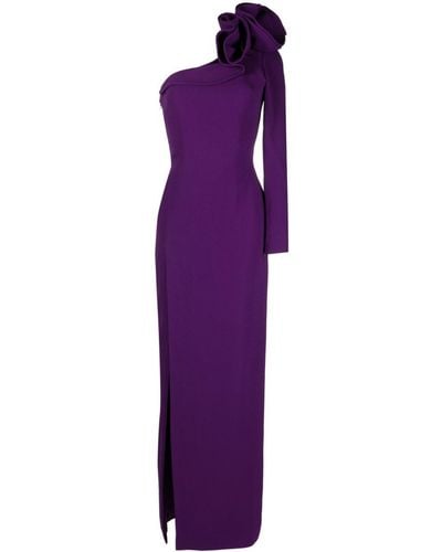 Elie Saab One-shoulder Ruffled Cady Gown - Purple