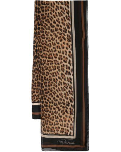 Roberto Cavalli Leopard-print Silk Scarf - Natural