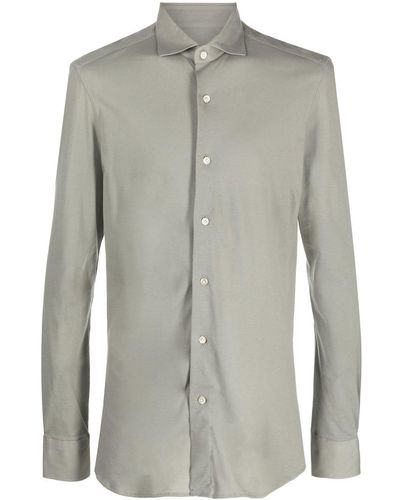 Boglioli Spread-collar Cotton Shirt - Grey