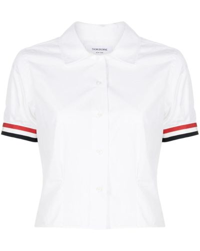 Thom Browne Rwb-stripe Short-sleeve Shirt - White