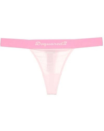 DSquared² Logo-waistband Thong - Pink