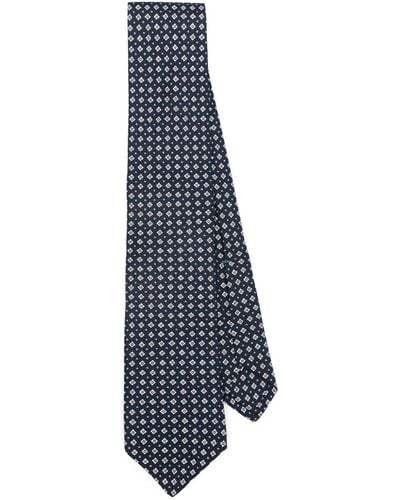 Luigi Borrelli Napoli Cravate en soie à imprimé géométrique - Bleu