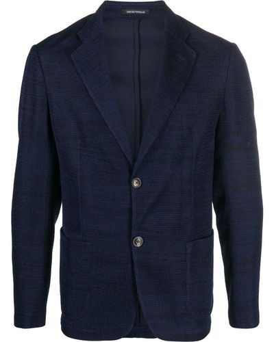 Emporio Armani ノッチドラペル シングルジャケット - ブルー