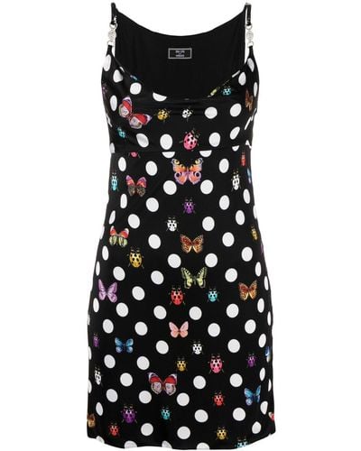 Versace X Dua Lipa Polka Dot Butterfly And Ladybird Short Dress - Black