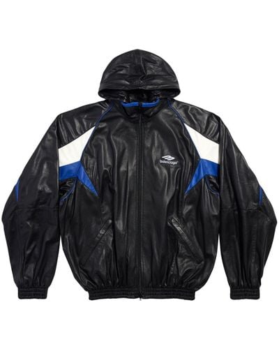 Balenciaga 3b Sports Icon Leather Jacket - Blue