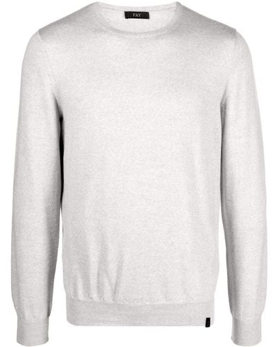 Fay Crew-neck Long-sleeve Sweater - White