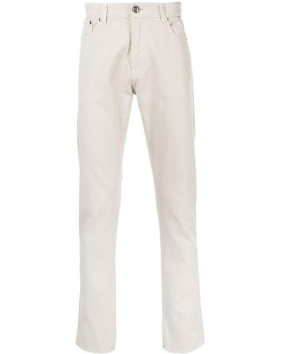 Isaia Contrast-trim Straight Pants - Natural