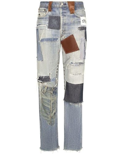 Dolce & Gabbana Patchwork-denim Straight-leg Jeans - Blue