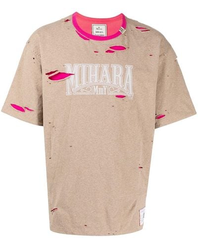 Maison Mihara Yasuhiro T-Shirt im Distressed-Look - Braun