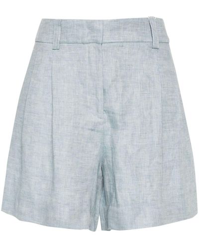 Incotex Linen Pleated Shorts - Blue