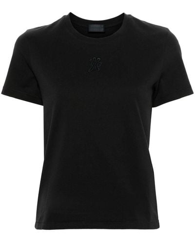 Moncler Logo-embroidered Cotton T-shirt - Black
