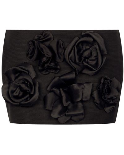 Dolce & Gabbana 3d-floral Motif Mini Shorts - Black