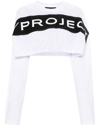 Y. Project Cropped-T-Shirt mit Logo-Applikation - Schwarz