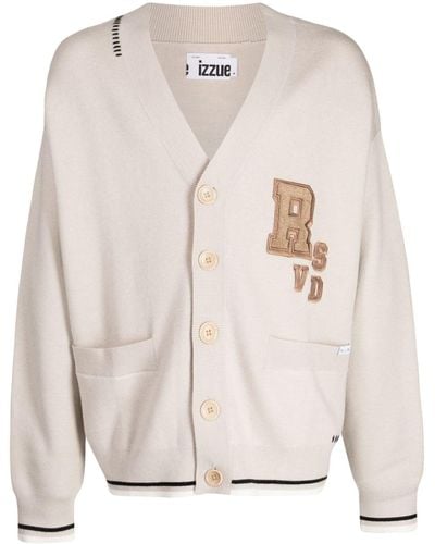 Izzue Letter-patch Button-up Cardigan - Natural