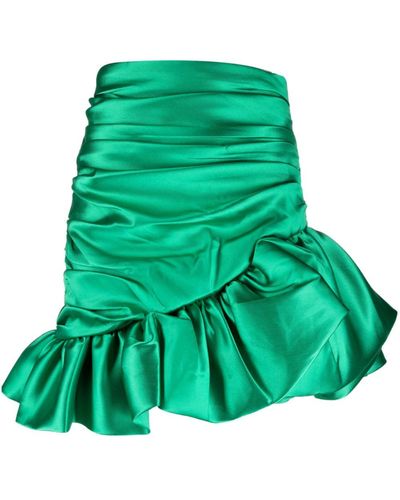 Edward Achour Paris Ruffled Satin Miniskirt - Green