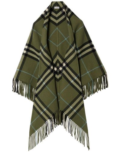 Burberry Cape en laine à motif Vintage Check - Vert