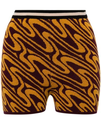 Dries Van Noten Swirl-jacquard Knitted Shorts - Orange