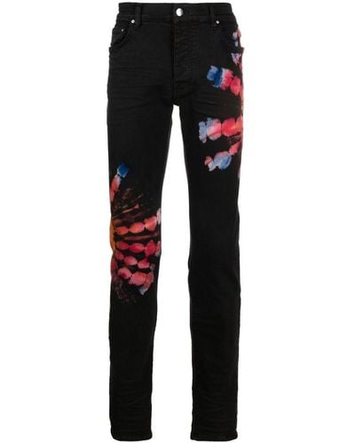 Amiri Tie-dye Print Skinny Jeans - Black