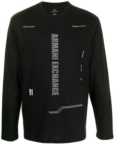 Armani Exchange ロゴ ロングtシャツ - ブラック