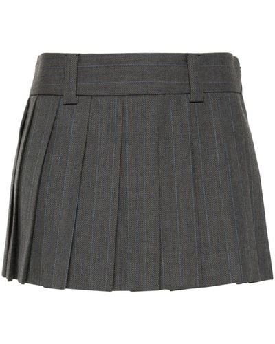 Miu Miu Pleated pinstripe mini skirt - Gris