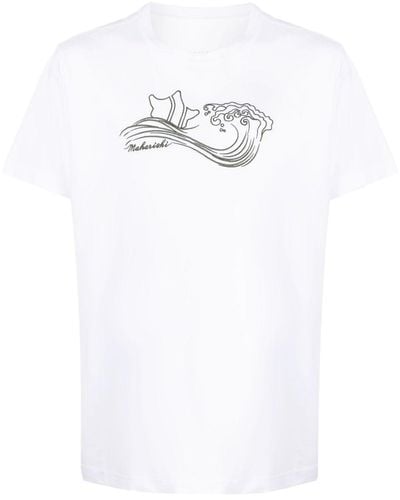 Maharishi Besticktes T-Shirt aus Bio-Baumwolle - Weiß
